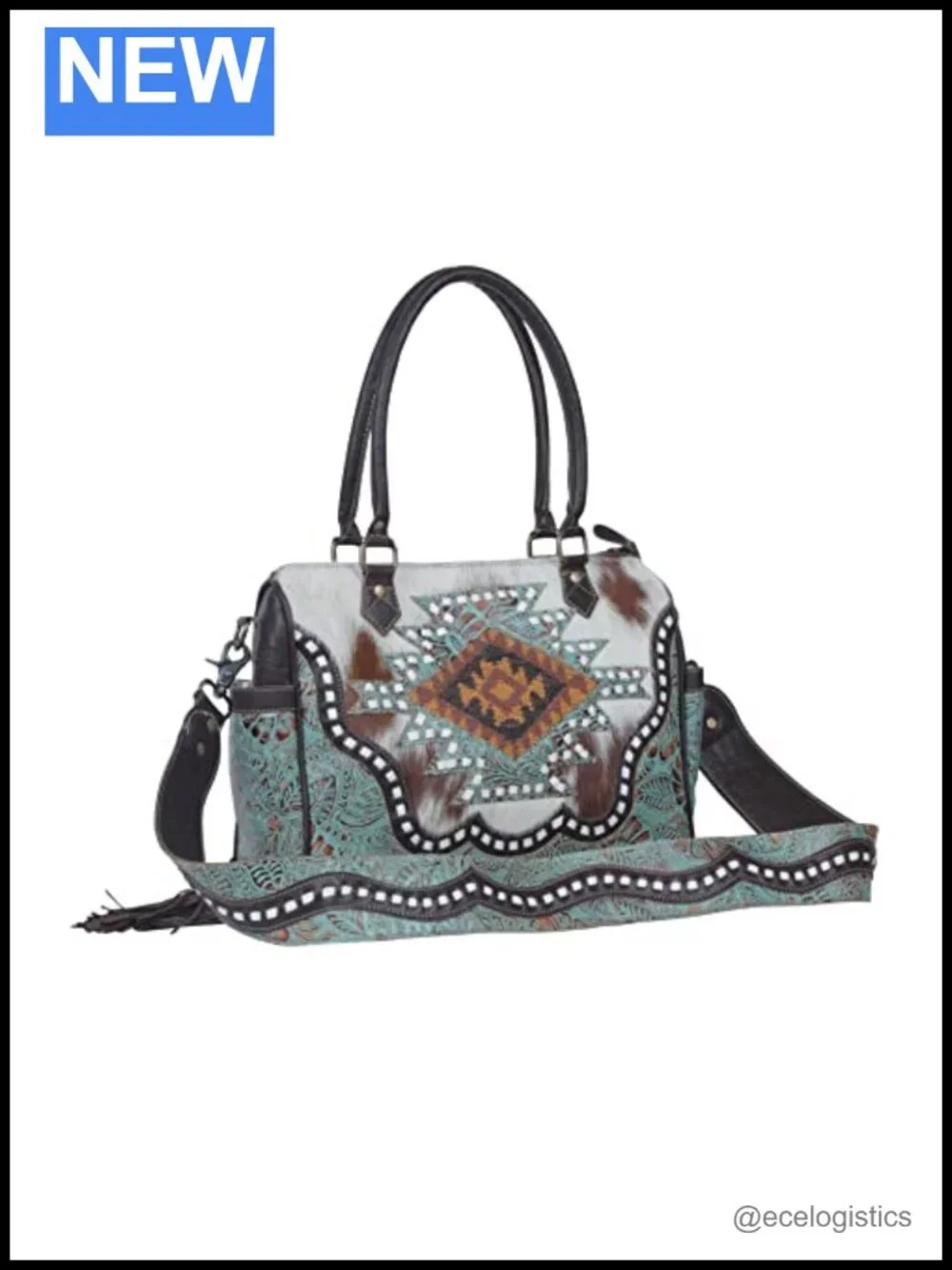 Myra Bag Flamenco Hobo Leather Shoulder Bag with Clasp Closure